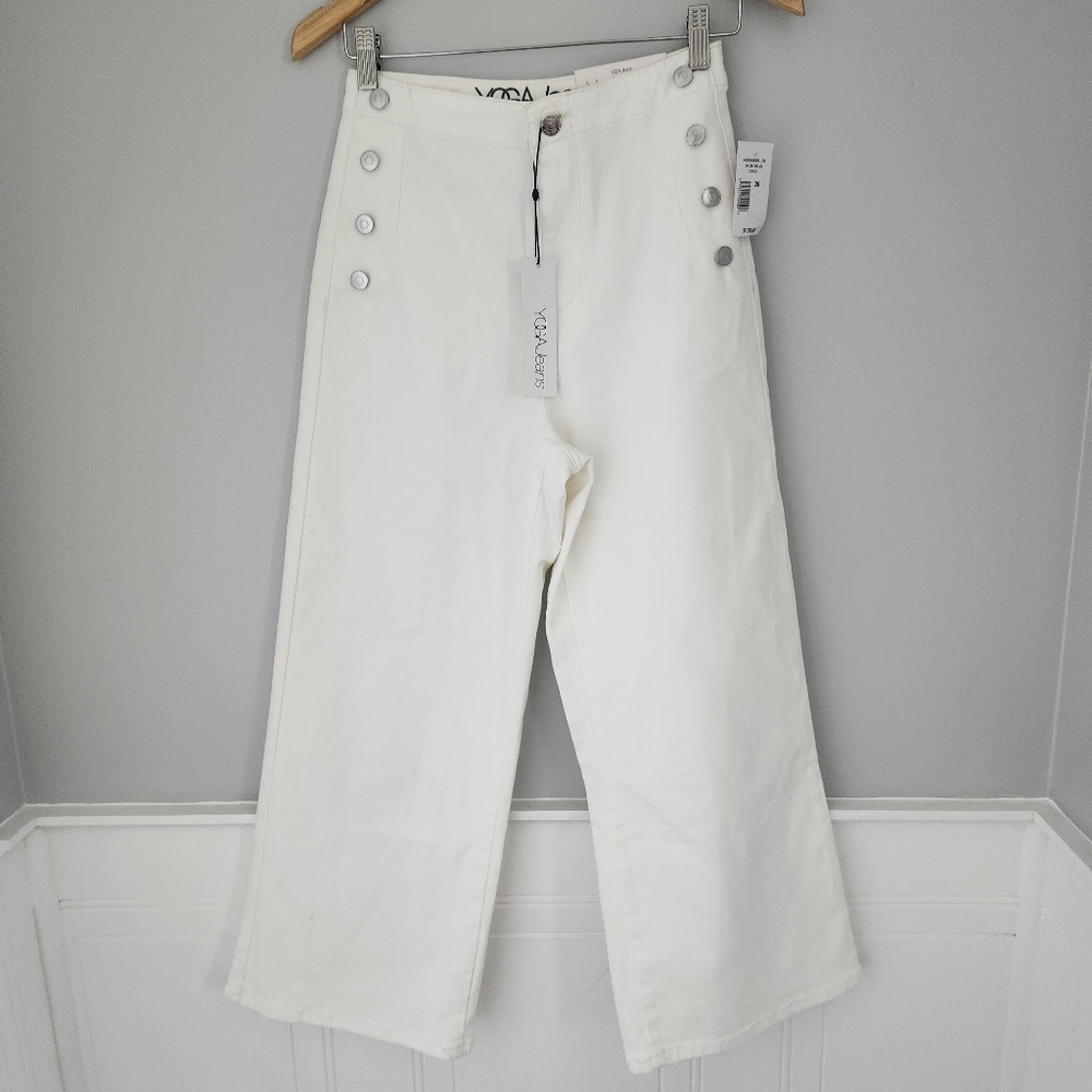YogaJeans White Wide Leg Jeans